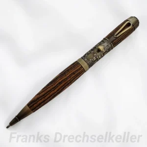 Drehkugelschreiber "Fabiola", Farbe Antik Messing, Holz Bocote