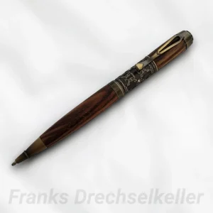 Drehkugelschreiber "Fabiola", Farbe Antik Messing, Holz Zebrano