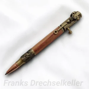 Kuli mit Repetiermechanik "Jäger", Farbe Antik Messing, Holz Rosenholz