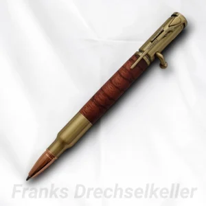 Kuli mit Repetiermechanik "Hunter", Farbe Antik Messing, Holz Ebiara X-Cut