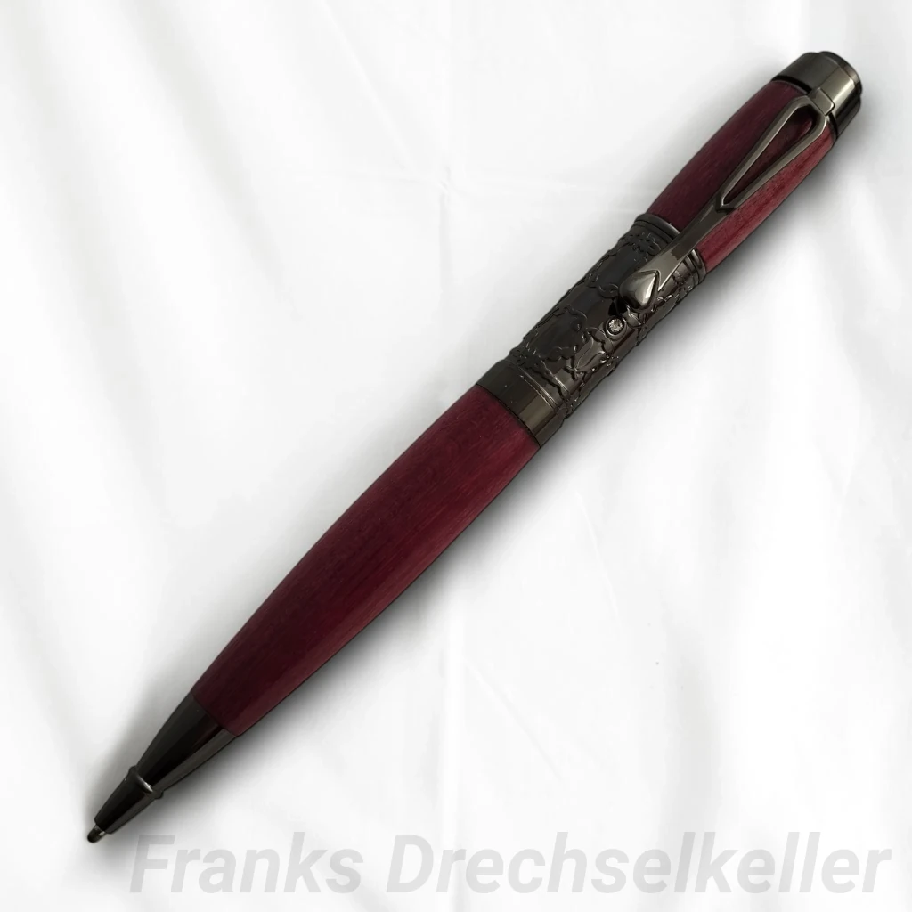 Drehkugelschreiber "Fabiola", Farbe Gun Metal, Holz Amaranth
