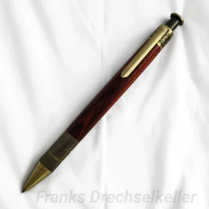 Druckkugelschreiber "Rosetta", Farbe Antik Messing, Holz Cocobolo