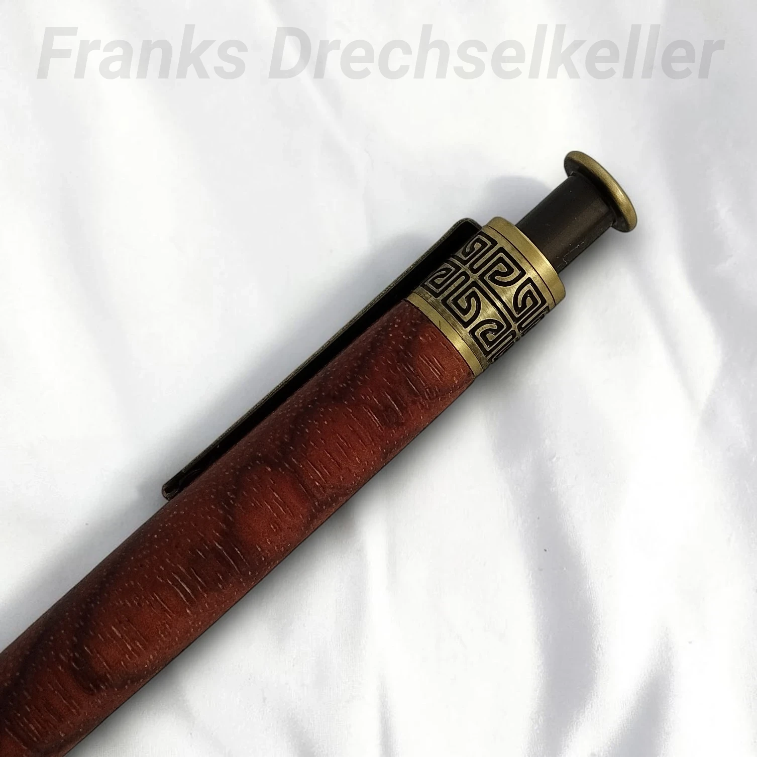 Druckkugelschreiber "Rosetta", Farbe Antik Messing, Holz Ebiara X-Cut – Bild 2
