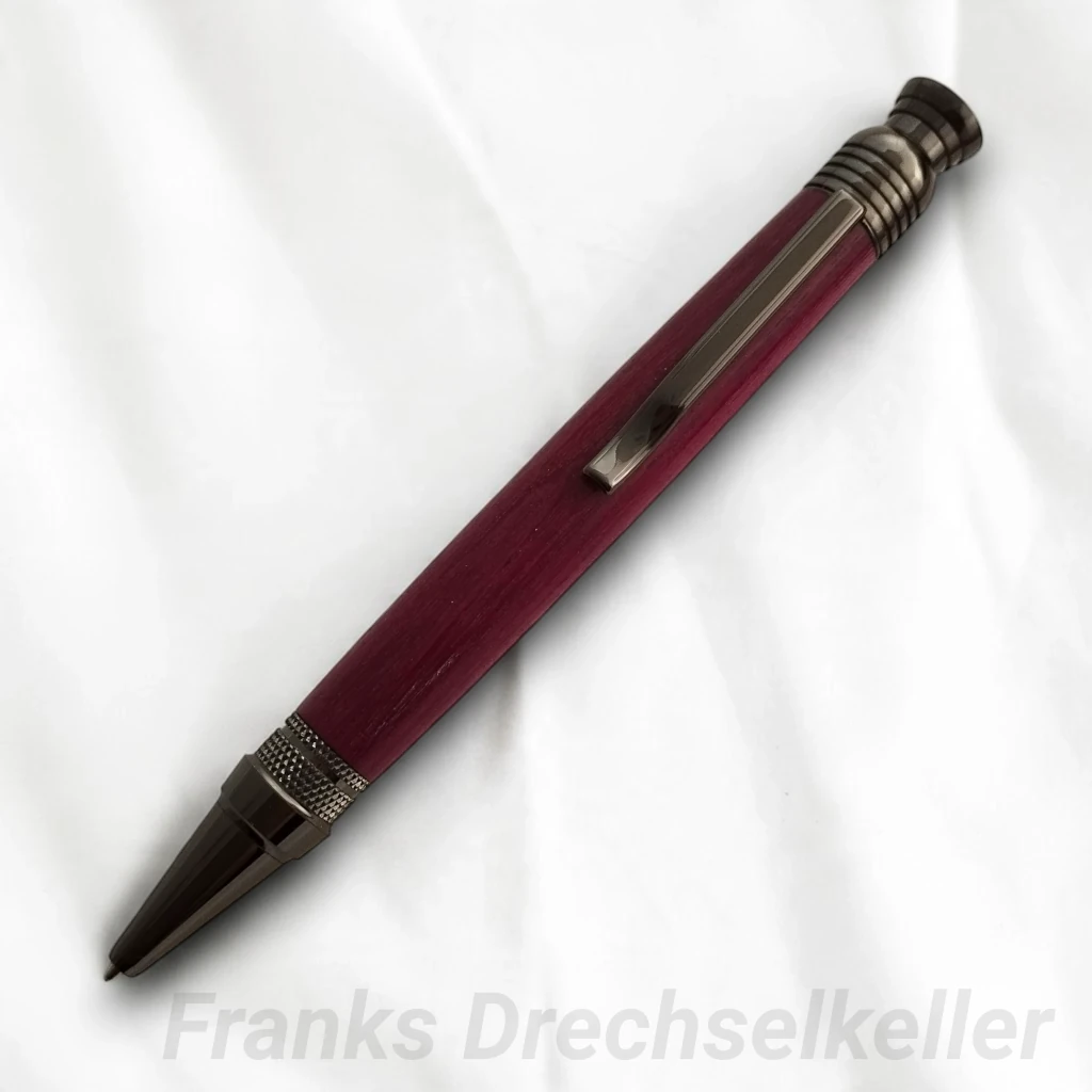 Drehkugelschreiber "Zeta", Farbe Gun Metal, Holz Amaranth