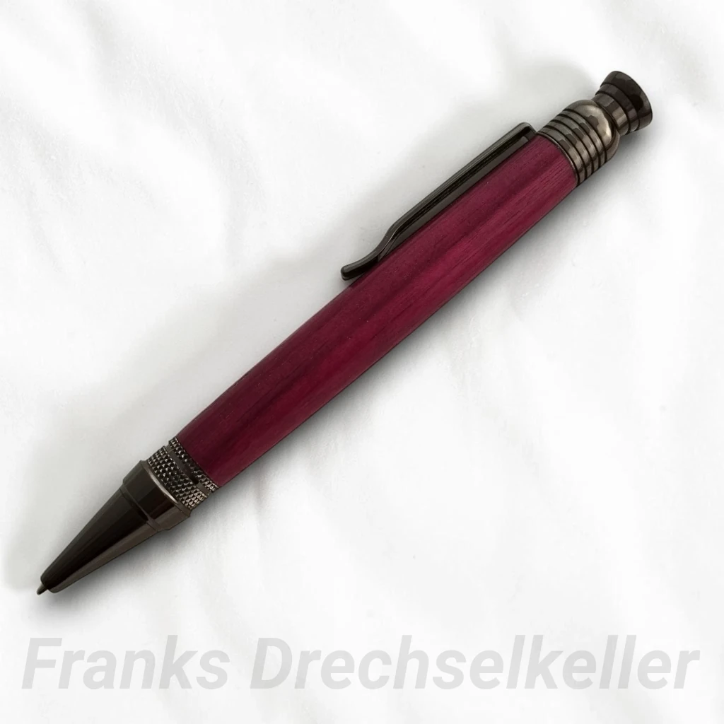 Drehkugelschreiber "Zeta", Farbe Gun Metal, Holz Amaranth – Bild 2
