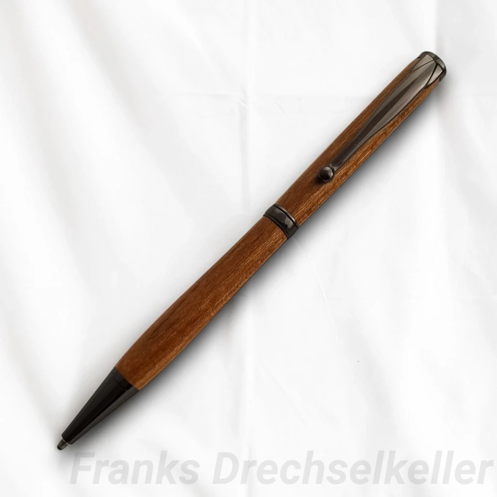 Drehkugelschreiber "Pluto", Farbe Gun Metal, Holz Goldregen